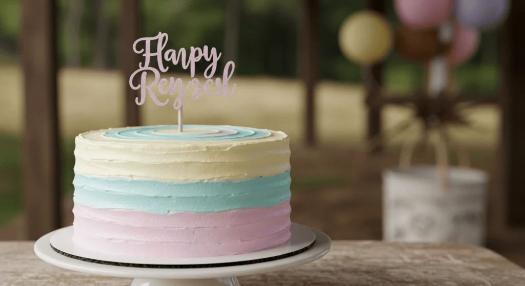 Simple pink and blue layered gender reveal cake.