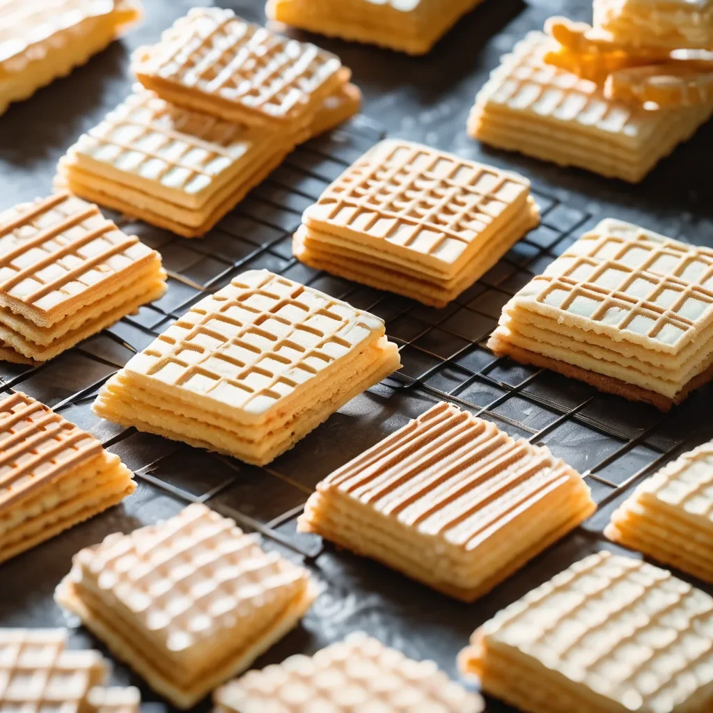 "Assorted wafer cookies with creamy fillings."