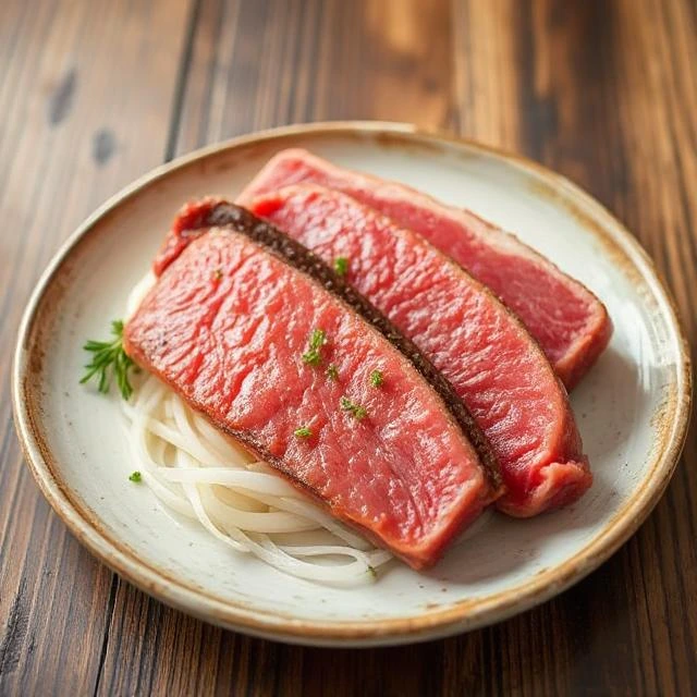 A close-up of raw beef suet on a wooden cutting board